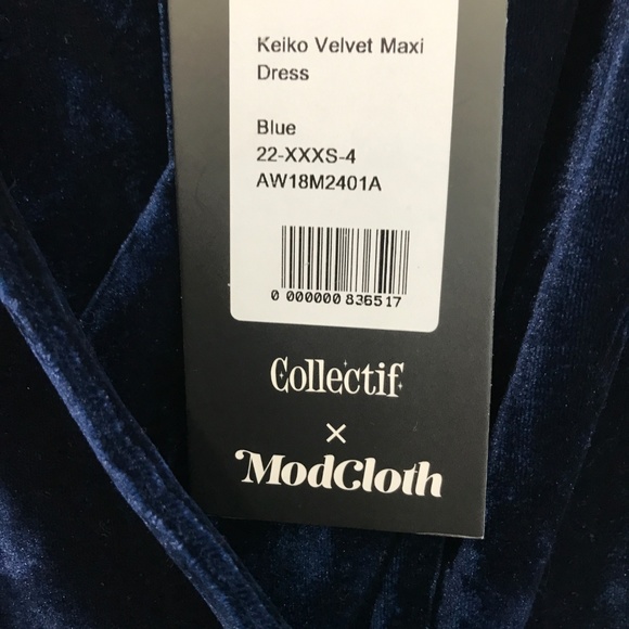 NWT. ModCloth Collectif Keiko Velvet Maxi Dress - Picture 4 of 8